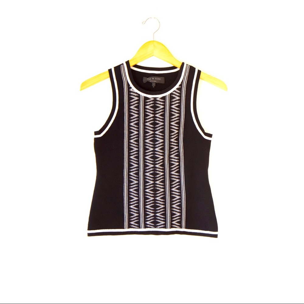 rag & bone “Erin” Sleeveless Black and White Top